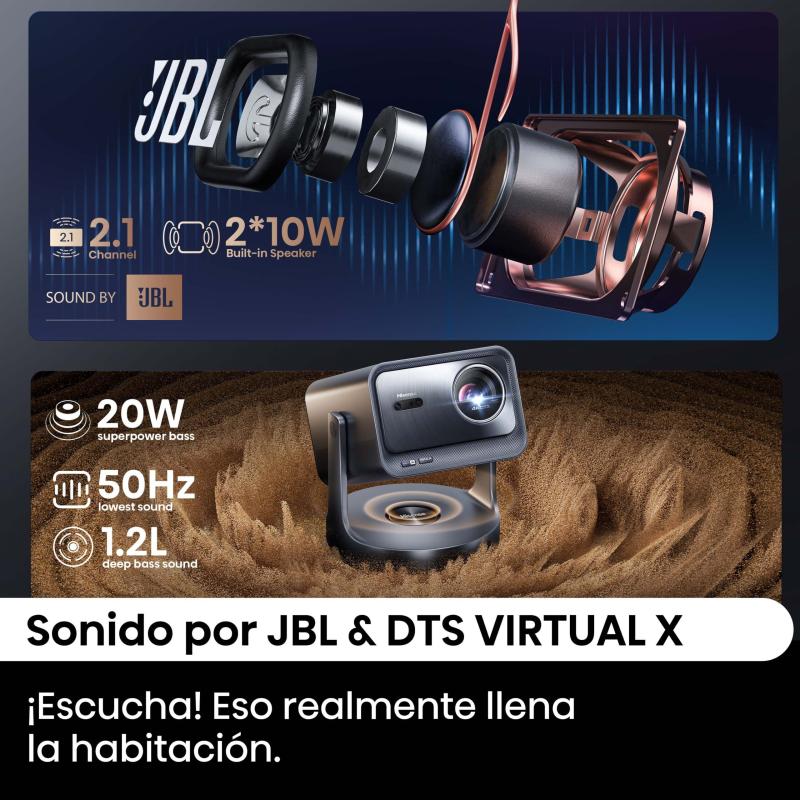 MINI PROYECTOR LÁSER TRICHROMA 4K VIDAA CON SUBWOOFER INTEGRADO C2ULTRA
